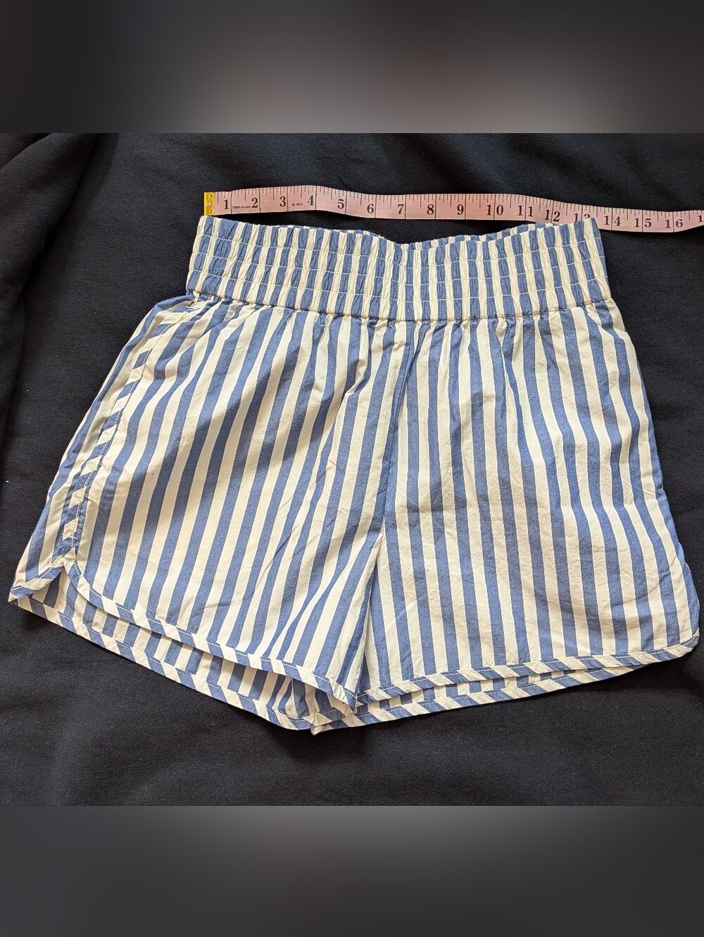 Everlane Stripe Cotton Poplin Stripe Boxer Shorts Blue White XS